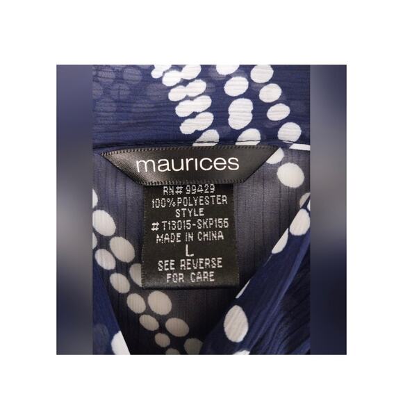 Gorgeous Maurices Sheer Navy Blue Blouse Size Large - Picture 9 of 9